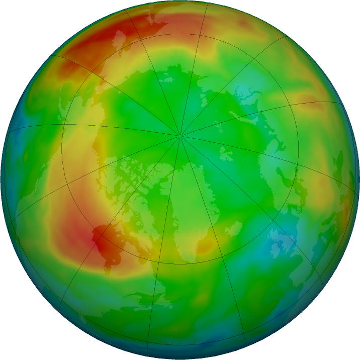 Arctic ozone map for 02 February 2022
